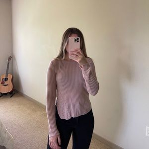 GARAGE Pink Ribbed Long Sleeve